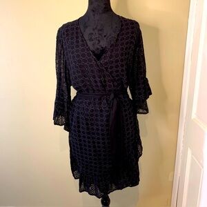 All Saints Womens 10 Cotton Black Summer Marlow Eyelet Dress Resort Vacation